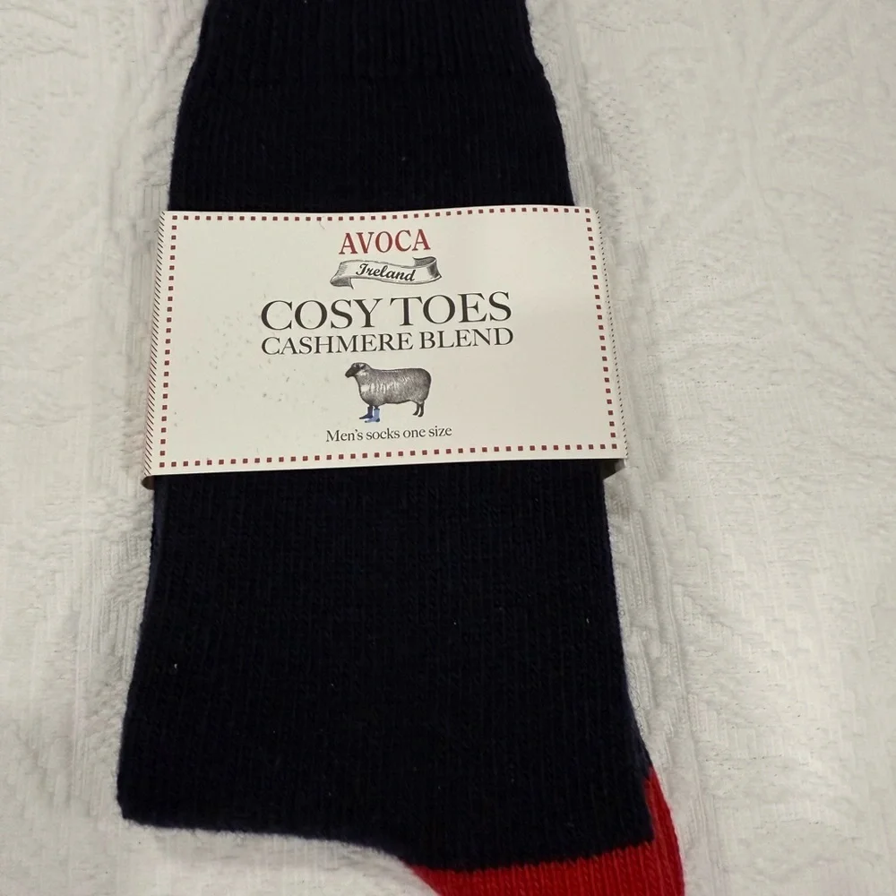 AVOCA Ireland Cosy Toes Men's Socks Cashmere Blend - Navy/Red
